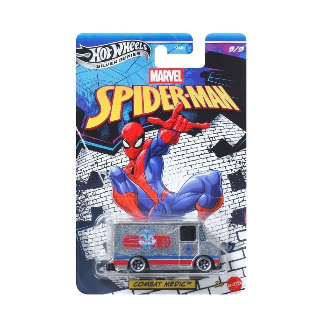Hot Wheels Combat Medic – Marvel Spider-Man (Silver Series 5/5) | 1:64 Die-Cast Collectible Van
