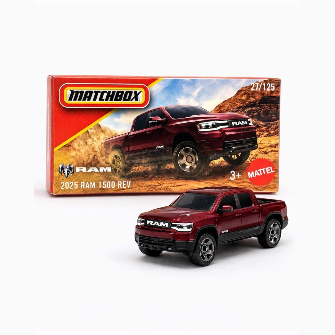 Matchbox 2025 RAM 1500 REV – 27/125 | 1:64 Die-Cast Electric Pickup | Sealed Box | Mattel Official