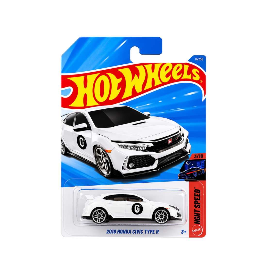 Hot Wheels 2018 Honda Civic Type R White (1/250) Nightburnerz 3/10 – 1:64 Scale