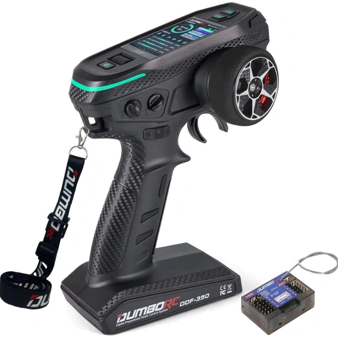 DUMBORC DDF-350 10CH RC Transmitter with P10F Receiver – 2.4GHz Radio Controller with HD Screen & Gyro Support