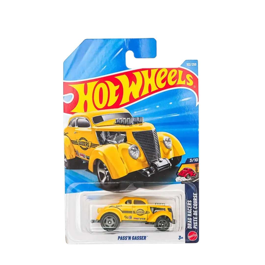 Hot Wheels Pass’n Gasser Yellow | Die-Cast 1:64 Scale Car | Race Team Series