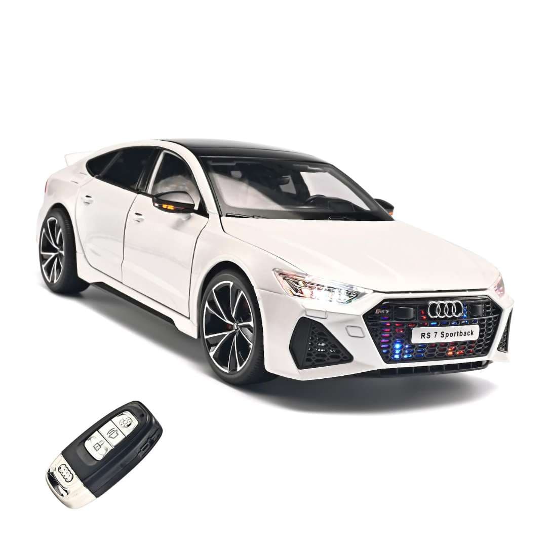 1:18 Audi RS7 Sportback Diecast Model Car (White) – Licensed Metal Collectible with Remote Key, Lights & Sounds