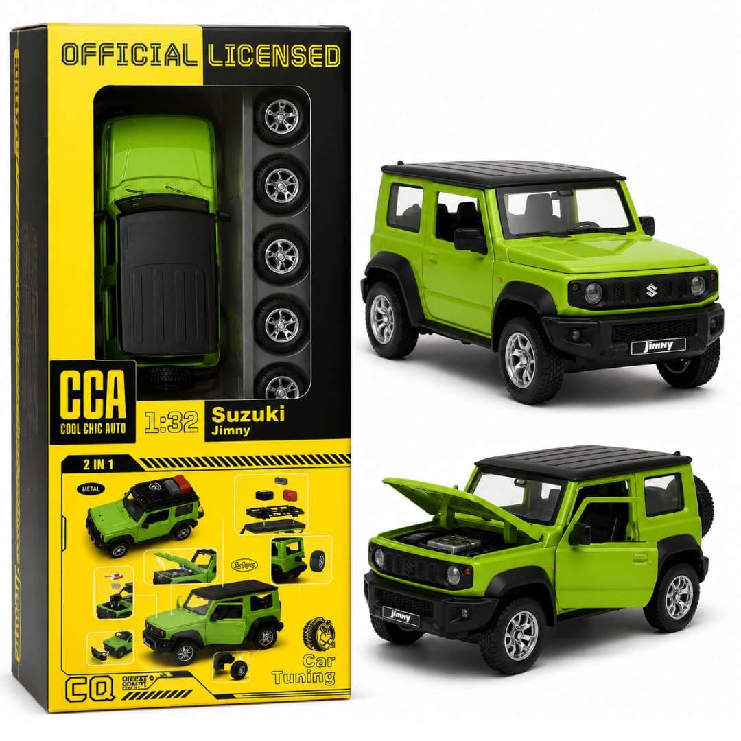 CCA 1:32 Suzuki Jimny Alloy Diecast Model Car with Opening Doors & Roof Rack Accessories | Green | India