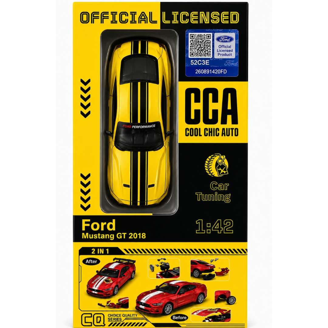 CCA Ford Mustang GT 2018 1:42 Scale Alloy Diecast Model Car | Yellow | India