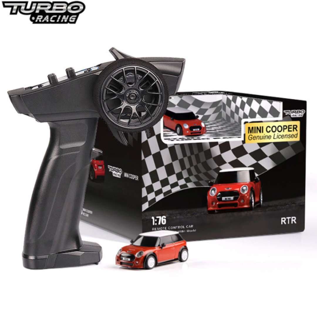 Turbo Racing Licensed Mini Cooper F56 1/76 RC Car | Mini Remote Control Racing Car with Gyro & Lights