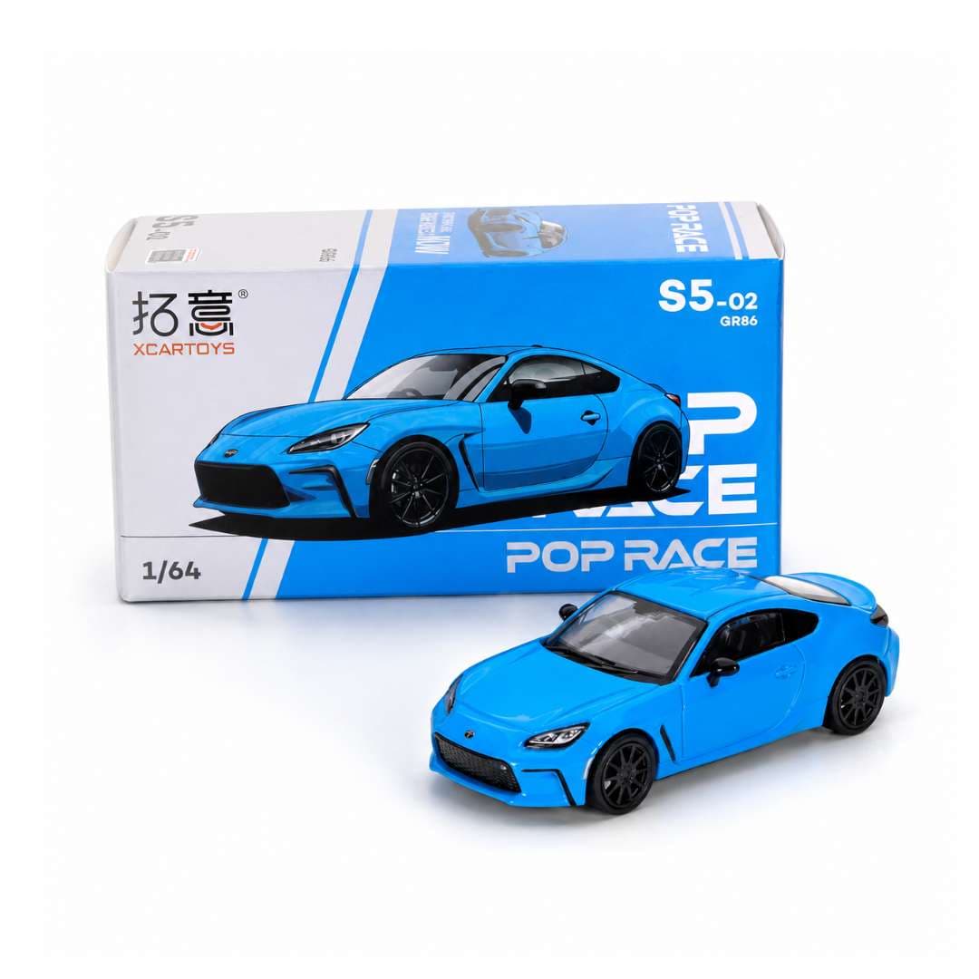 POP RACE x Xcartoys 1:64 Scale Toyota GR86 Diecast Model Car | Blue Sports Coupe | India