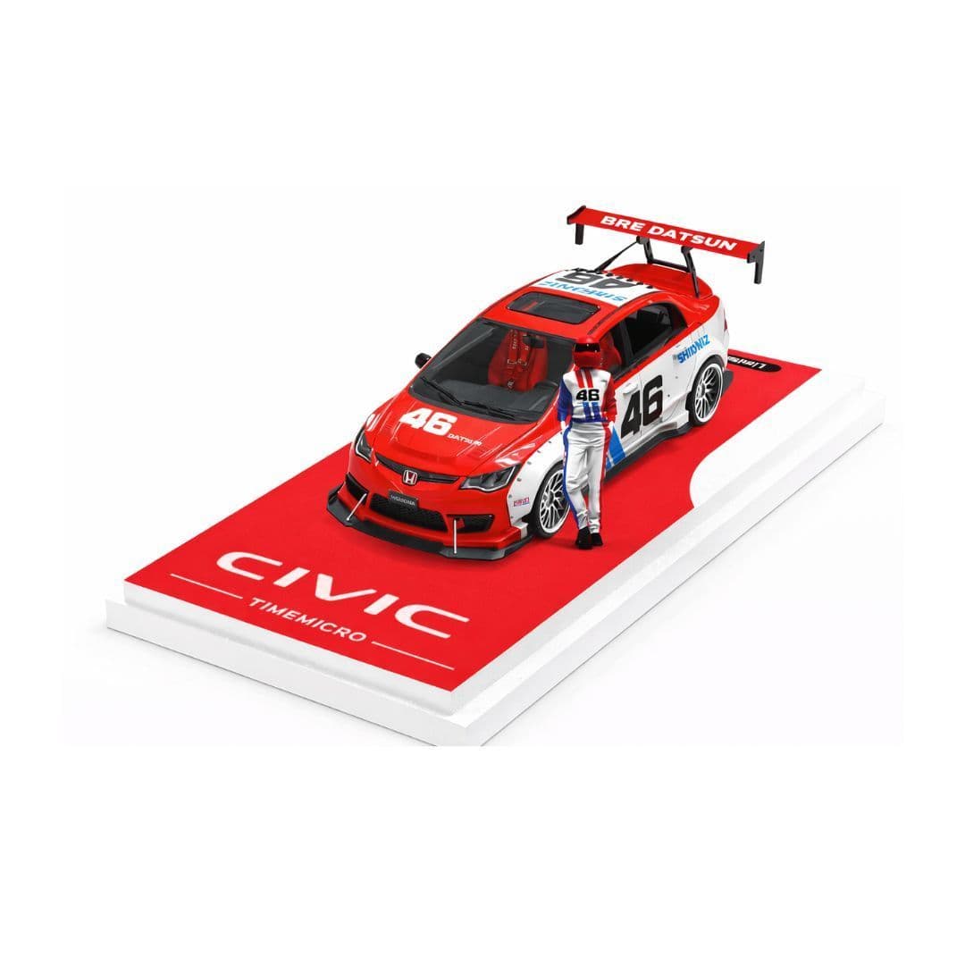 TimeMicro 1:64 Honda Civic Diecast Model with Figure – Red | Premium Display Edition