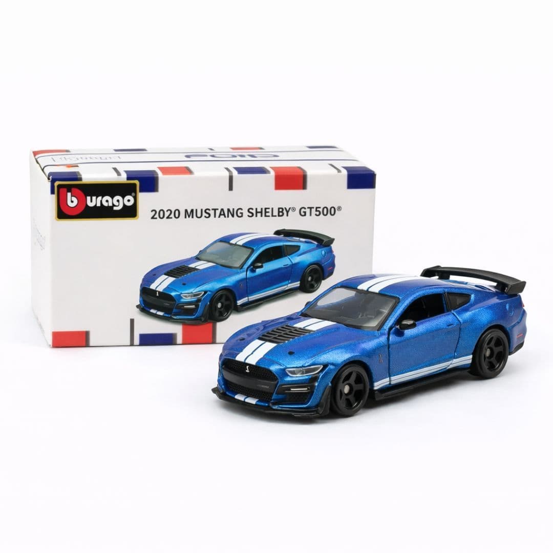 Bburago 2020 Ford Mustang Shelby GT500 – Blue | 1:64 Scale Official Die-Cast Model