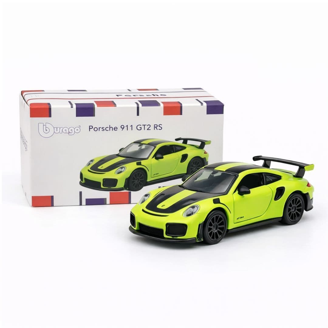 Bburago Porsche 911 GT2 RS – Green | 1:64 Scale Official Die-Cast Sports Car Model