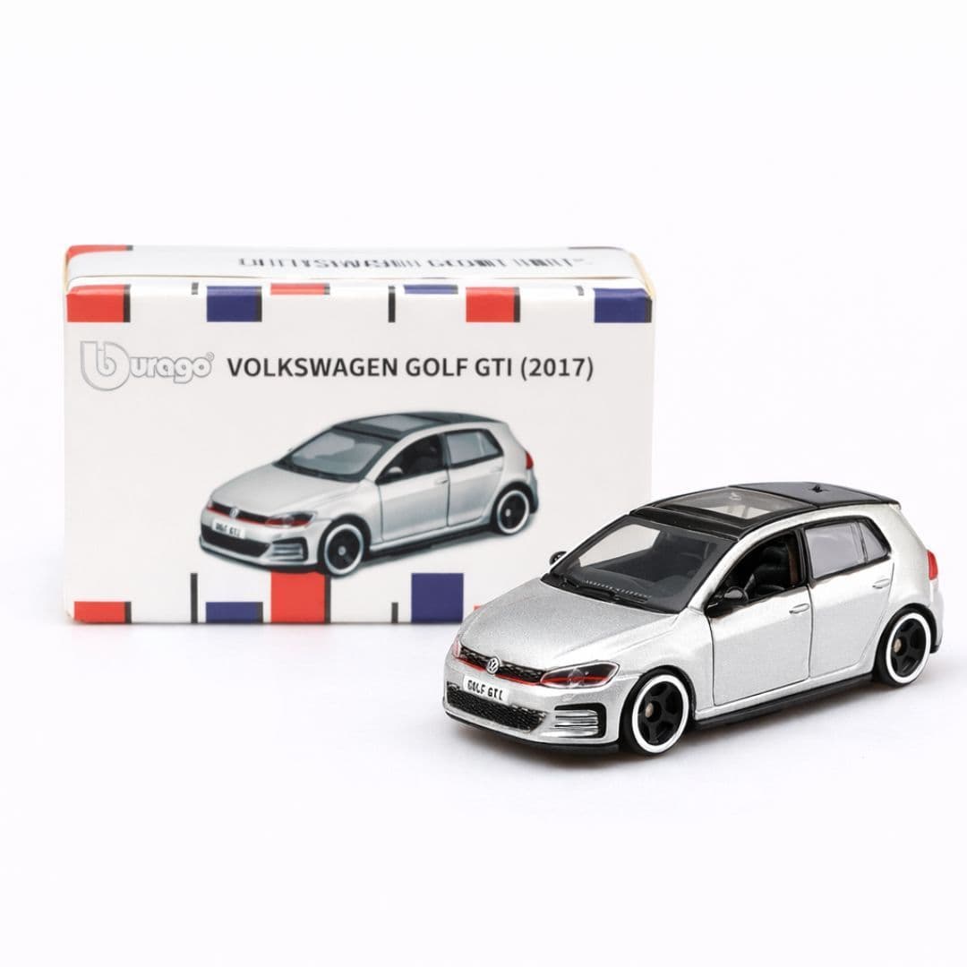 Bburago Volkswagen Golf GTI (2017) – Silver | 1:64 Scale Official Die-Cast Model