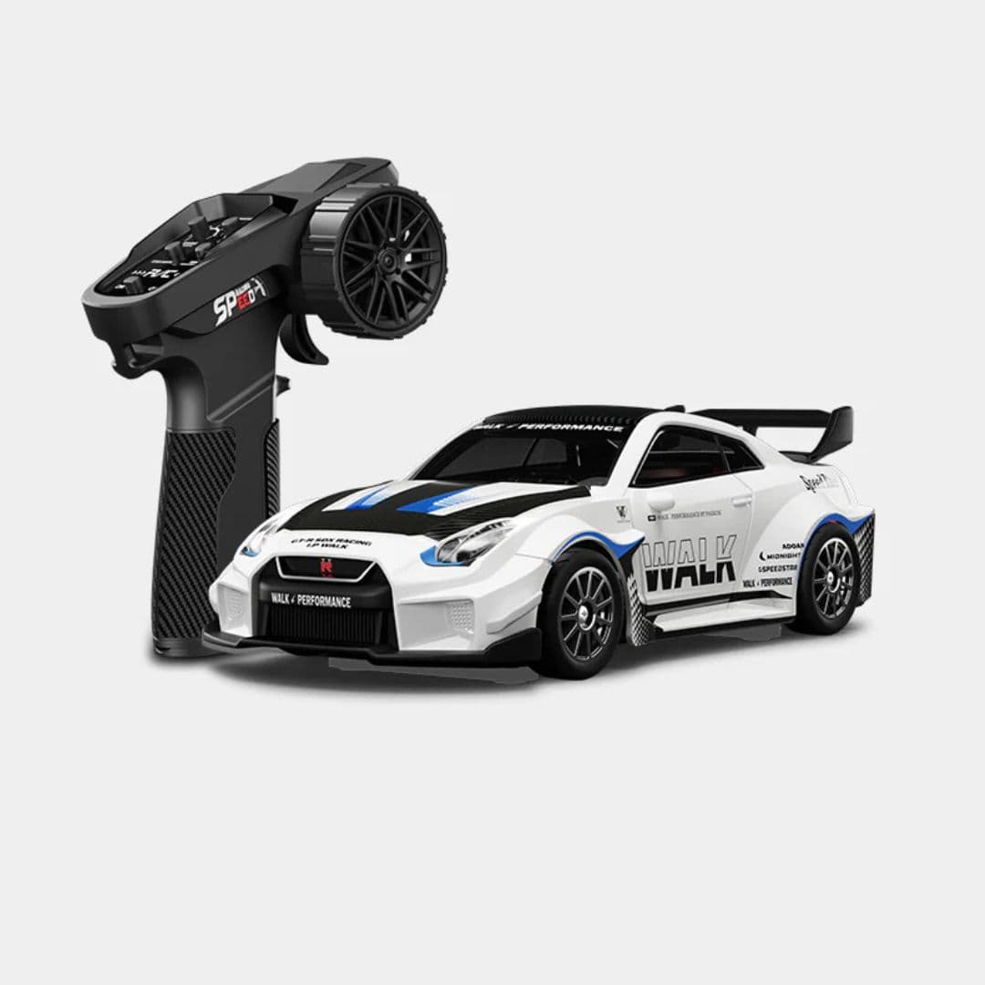 Hstar 1:43 Nissan GT-R (R35) Liberty Walk Style Metal Alloy RC Drift Car 4WD with Gyro & LED – White