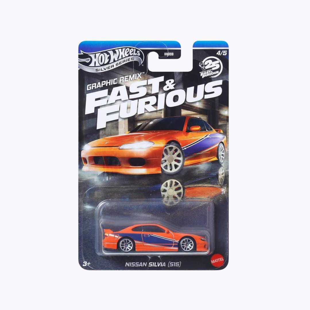 Hot Wheels Fast & Furious Graphic Remix Nissan Silvia S15 – 1:64 Diecast (Silver Series Imported)
