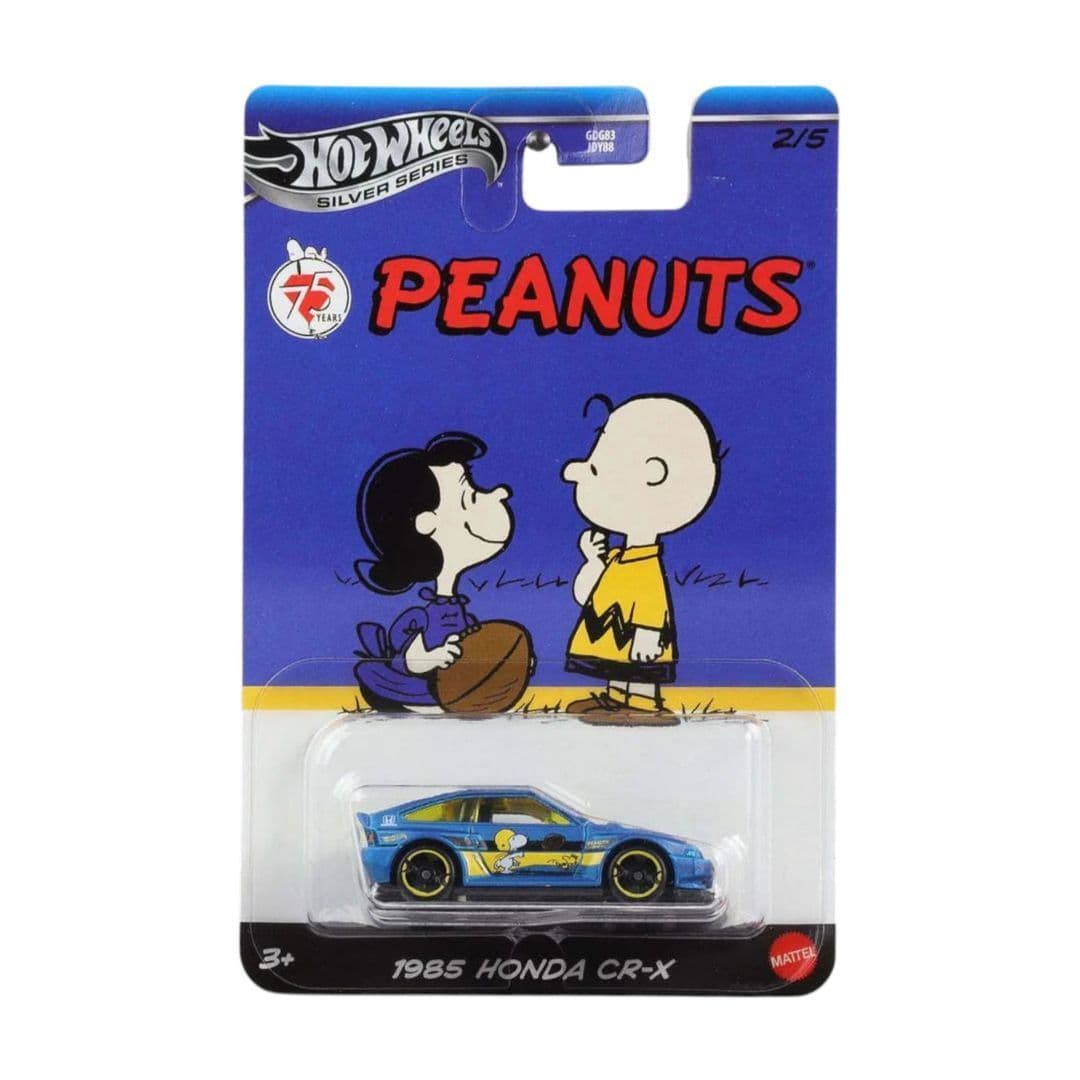 Hot Wheels Silver Series Peanuts 75 Years 1985 Honda CR-X – 1:64 Die-Cast Car (Imported)