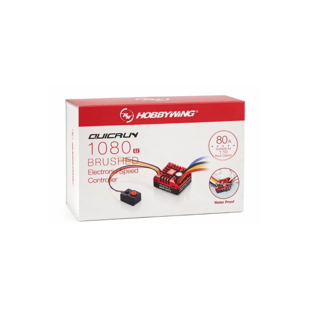 Hobbywing QuicRun WP1080 G2 Waterproof 80A Borstel Geborsteld ESC – Brushed ESC for 1/10 & 1/8 RC Crawlers