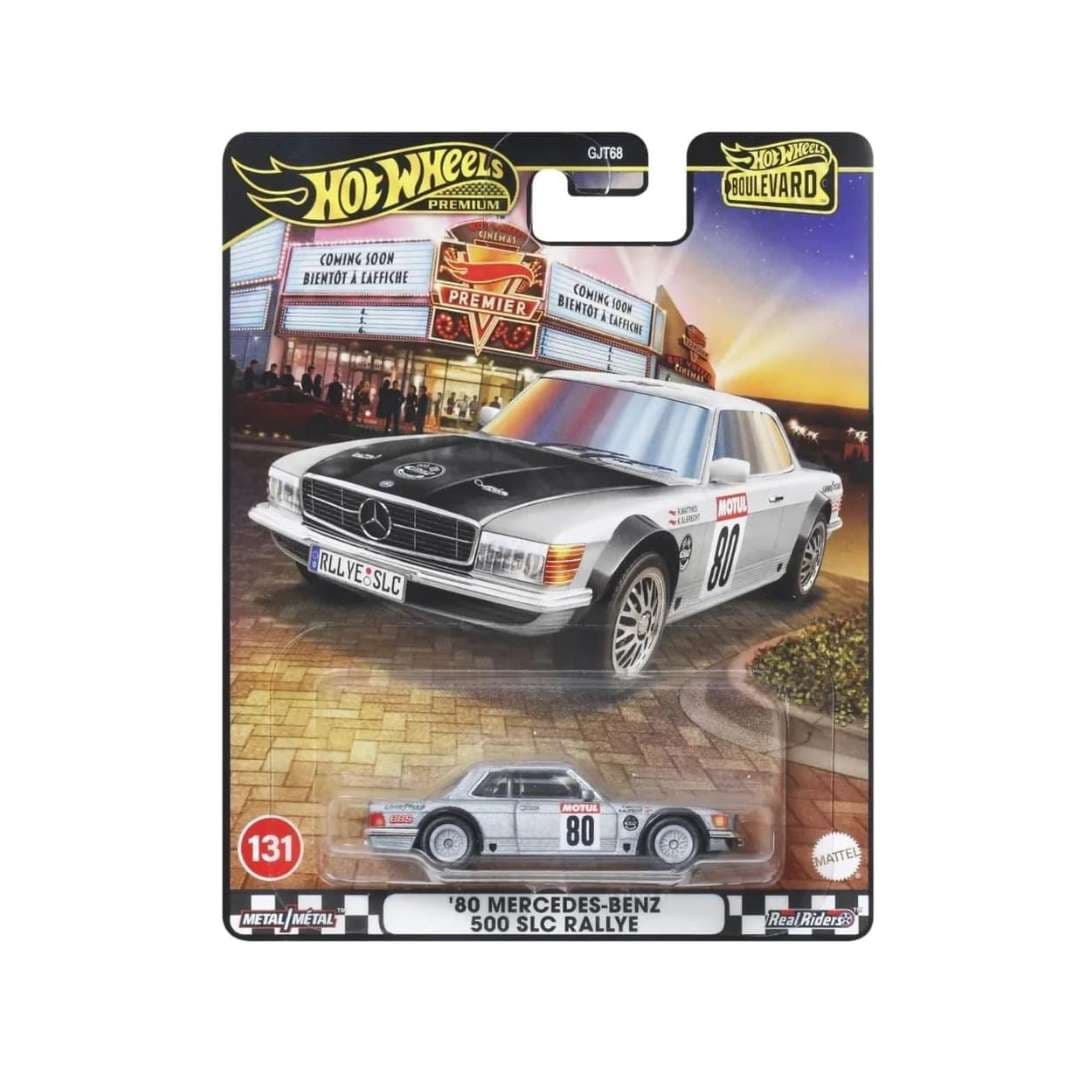Hot Wheels Boulevard ’80 Mercedes-Benz 500 SLC Rallye – Premium 1:64 Die-Cast (GJT68, Real Riders)