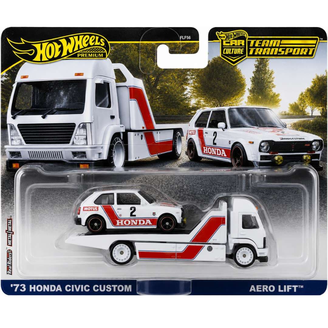 Hot Wheels Team Transport ’73 Honda Civic Custom + Aero Lift | Car Culture Premium | India