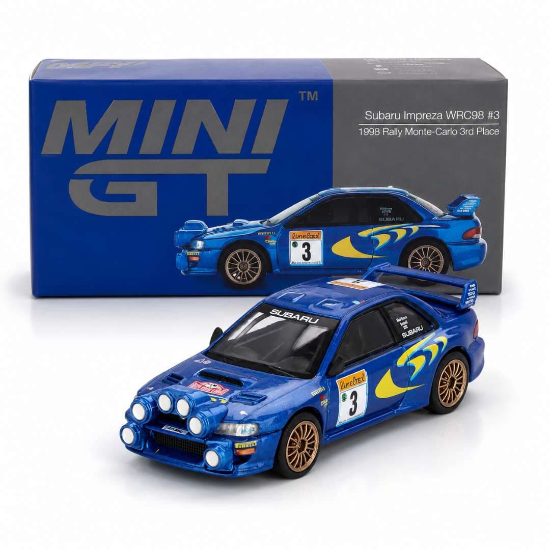 Mini GT Subaru Impreza WRC98 #3 1998 Rally Monte Carlo 3rd Place 1:64 Diecast Model | India