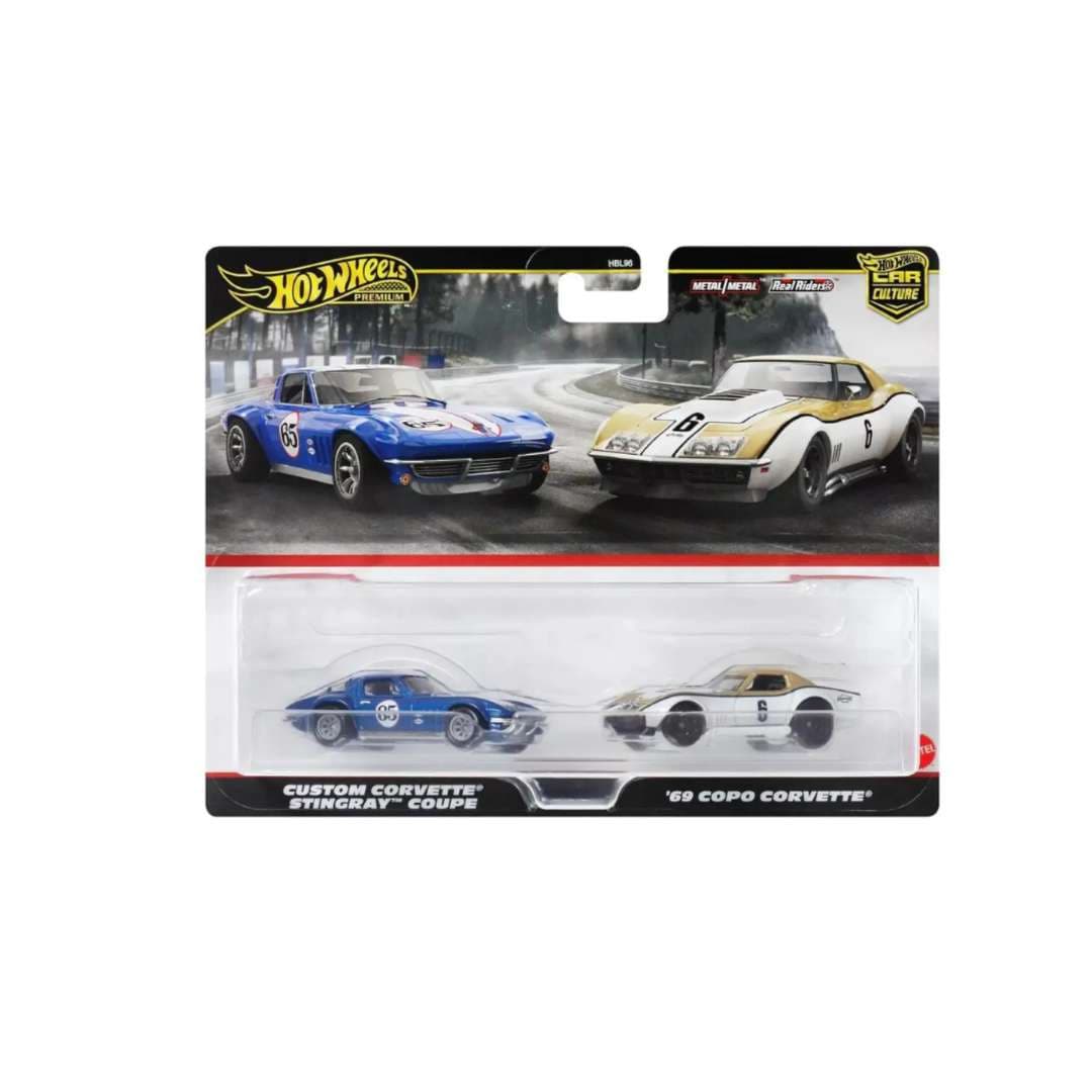 Hot Wheels Premium Custom Corvette Stingray Coupe & ’69 COPO Corvette 2-Pack | Car Culture | 1:64 Die-Cast | India